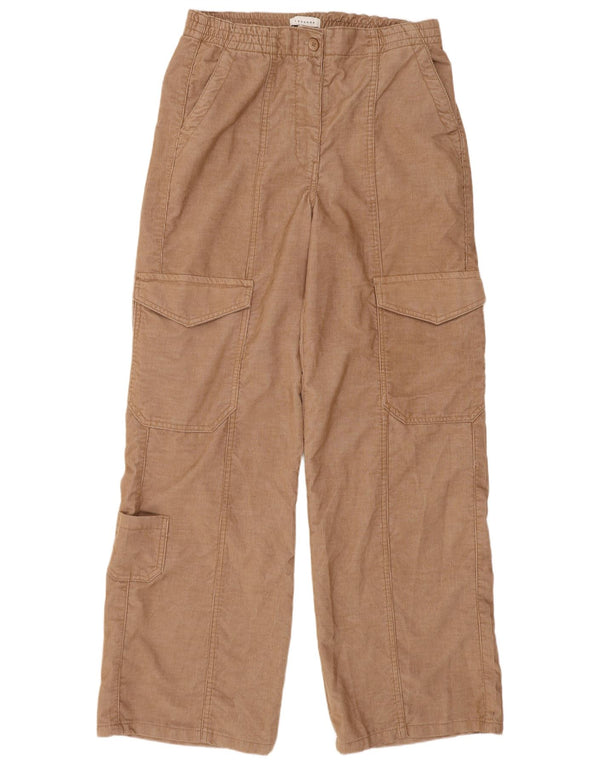Topshop Женские вельветовые брюки карго свободного кроя UK 12 Medium W30 L31 Бежевые