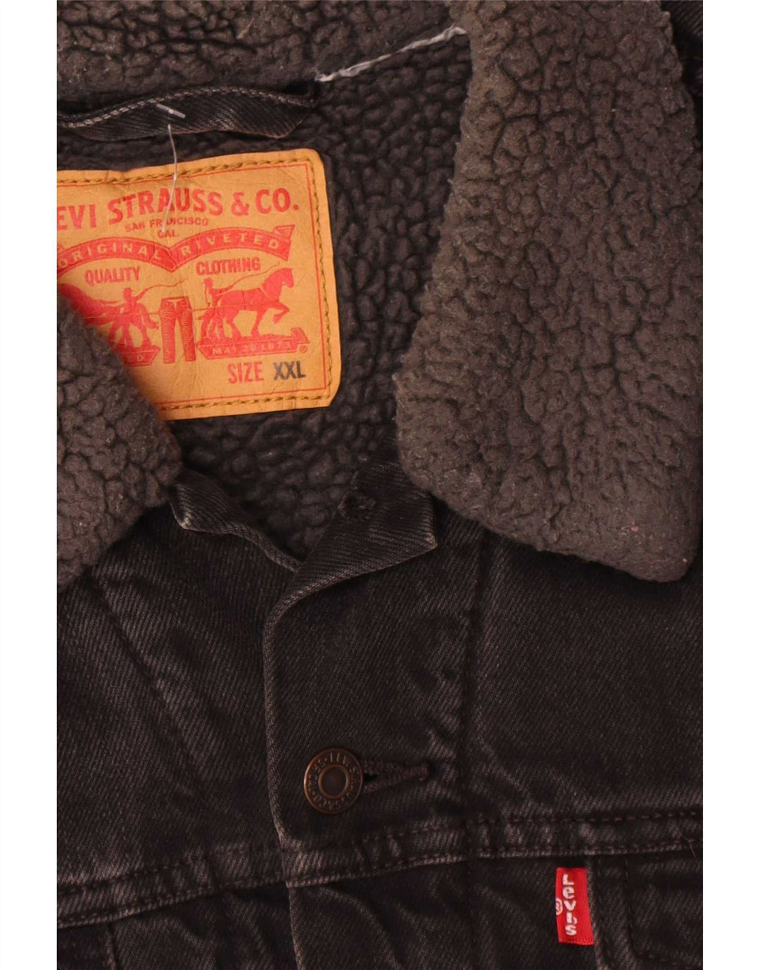 Мужская джинсовая куртка шерпа Levi's UK 44 2XL, черный хлопок