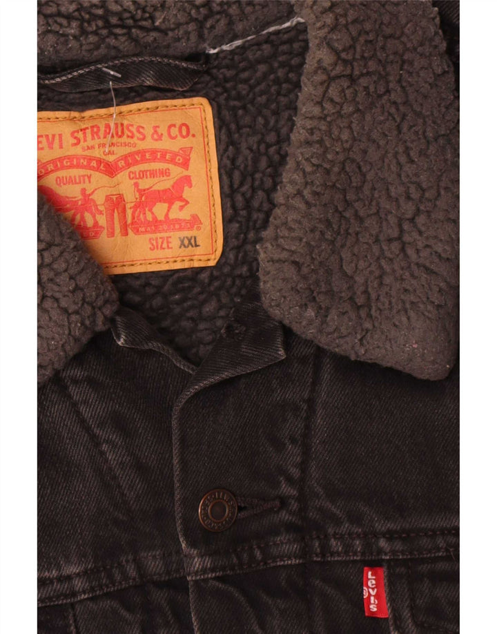 Мужская джинсовая куртка шерпа Levi's UK 44 2XL, черный хлопок