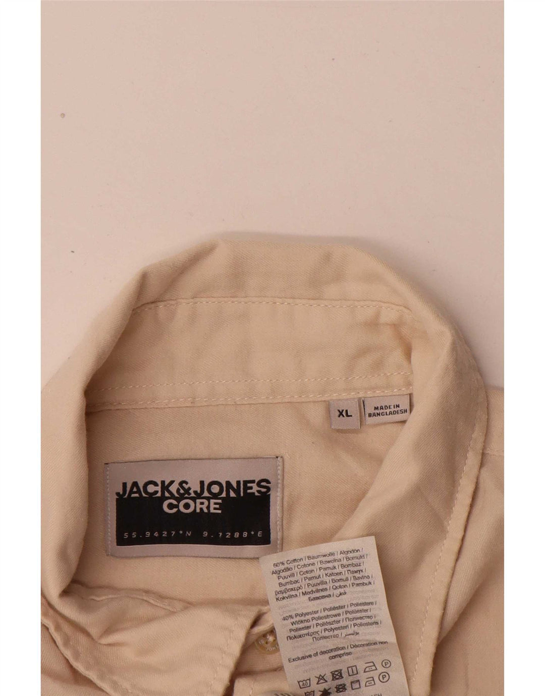 Мужская рубашка Jack & Jones XL, бежевый хлопок