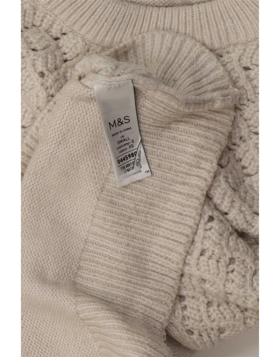 Женский свободный джемпер с круглым вырезом Marks & Spencer, Великобритания, 10, маленький белый