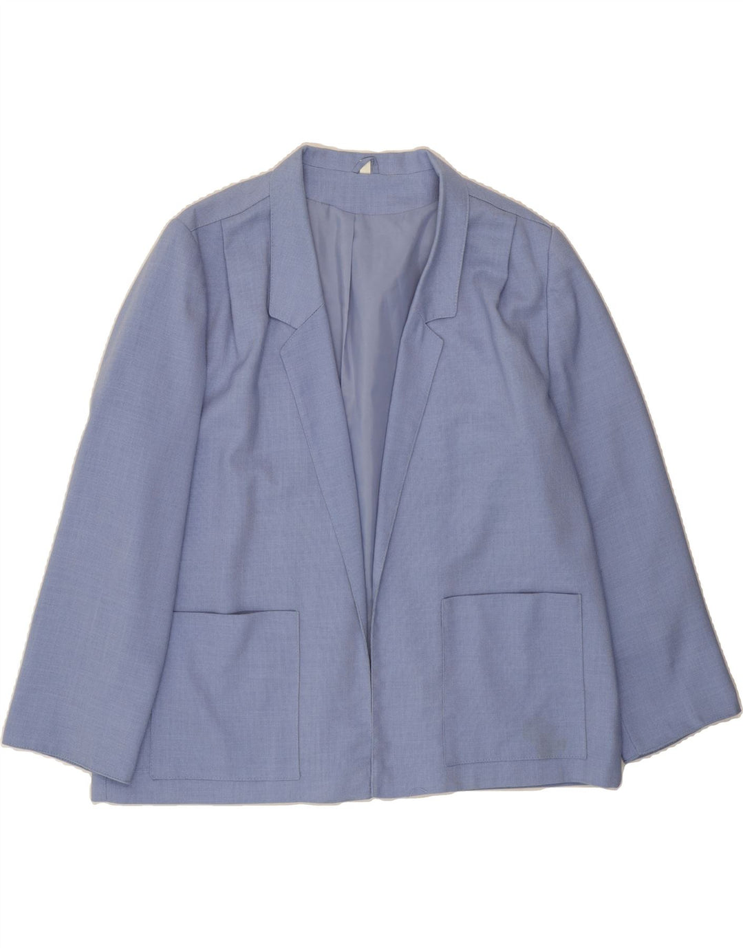 VINTAGE Womens Oversized Open Blazer Jacket UK 18 XL Blue Polyester Vintage Vintage and Second-Hand Vintage from Messina Hembry 