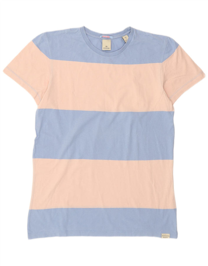 Мужская футболка Scotch & Soda Top из хлопка среднего синего цвета с цветными блоками