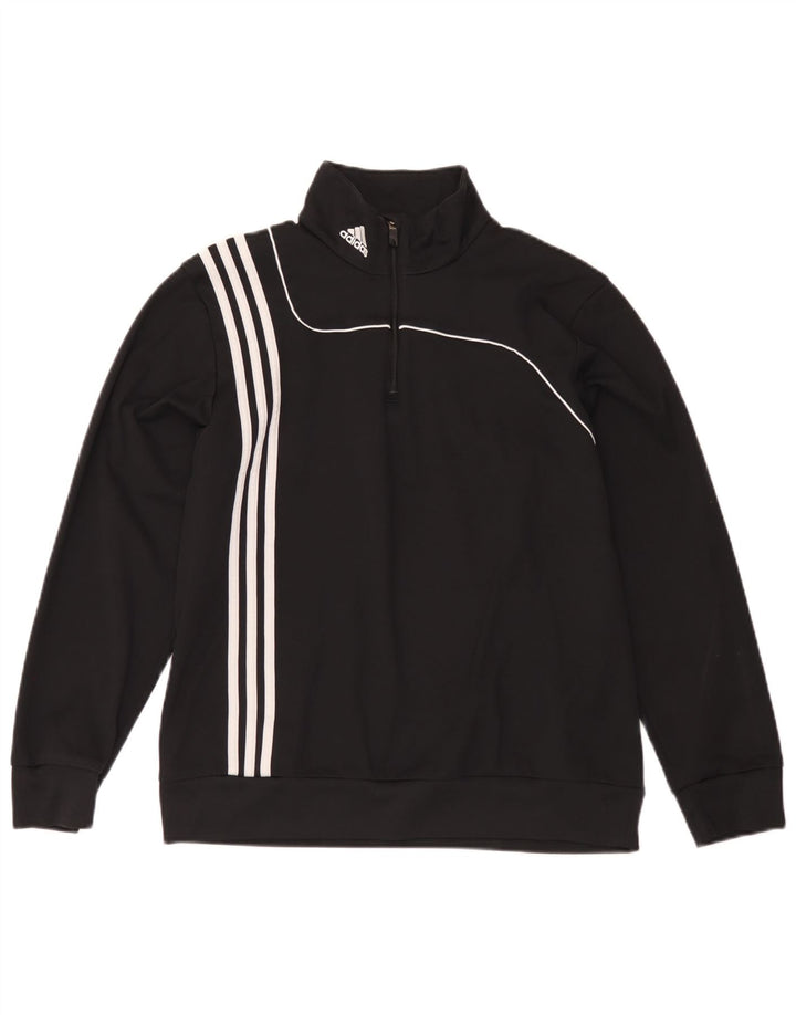 Мужской свитер Adidas с воротником на молнии, Великобритания 42/44, большой черный полиэстер