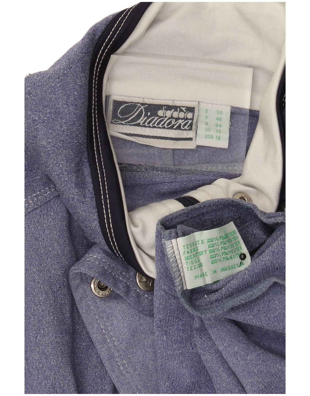 Женский спортивный костюм оверсайз Diadora, верхняя куртка UK 18 XL, синяя с цветными блоками