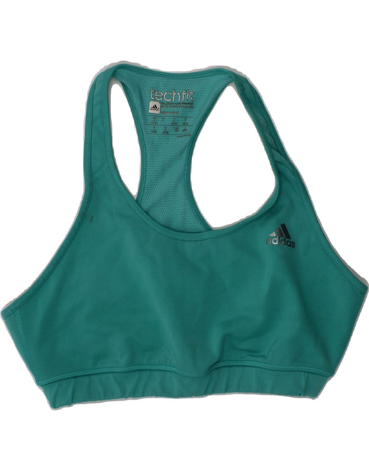 ADIDAS Womens Sport Bra Top UK 16/18 Large Green Polyester Vintage Adidas and Second-Hand Adidas from Messina Hembry 
