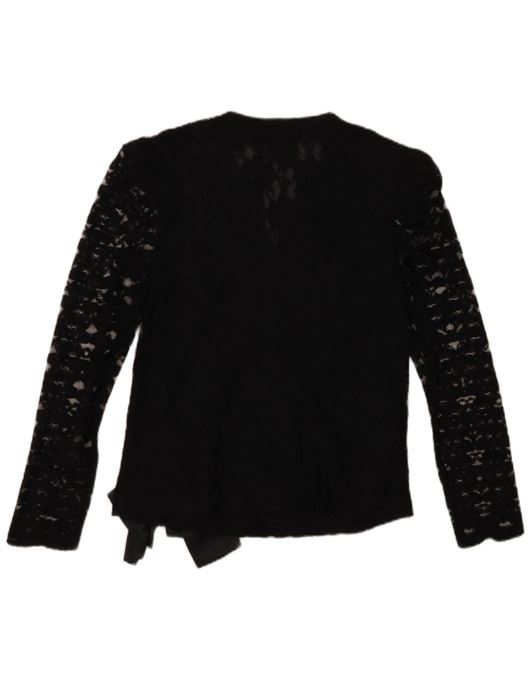 SIMON ELLIS Womens See Through Wrap Blouse Top UK 12 Medium Black Rayon