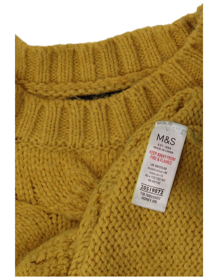 Женский джемпер с круглым вырезом Marks & Spencer UK 14, средний желтый акрил