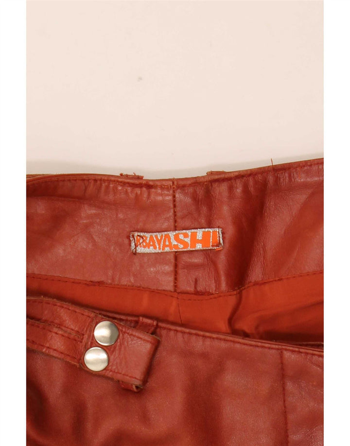 Винтажные женские кожаные брюки Bootcut, маленькие W27 L31, коричневые