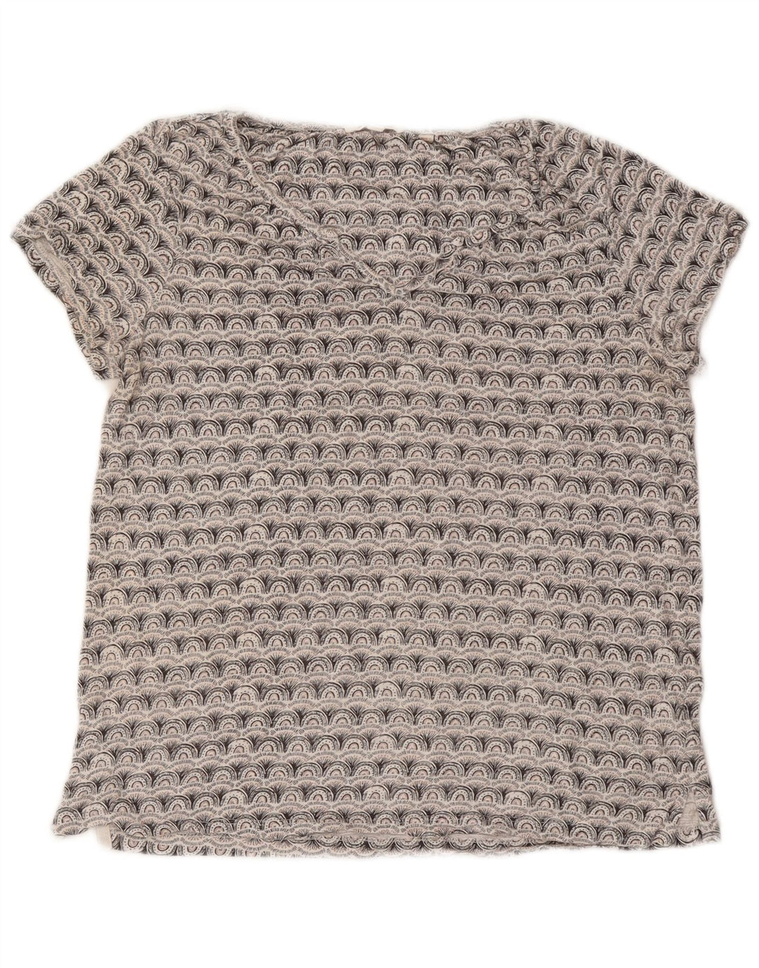 Женская футболка оверсайз с рисунком FAT FACE Top UK 10, маленький серый цвет с геометрическим рисунком