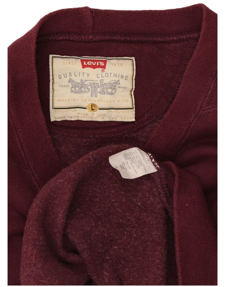 Мужской свитшот LEVI'S, большой темно-бордовый хлопковый джемпер
