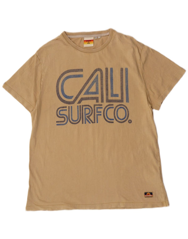 Мужская футболка с рисунком Superdry Slim Fit, топ 2XL, бежевый хлопок