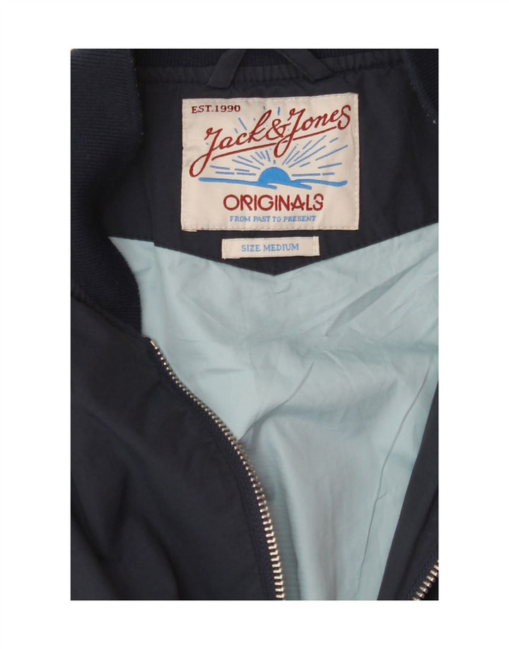 JACK & JONES Mens Bomber Jacket UK 38 Medium Navy Blue Vintage Jack & Jones and Second-Hand Jack & Jones from Messina Hembry 