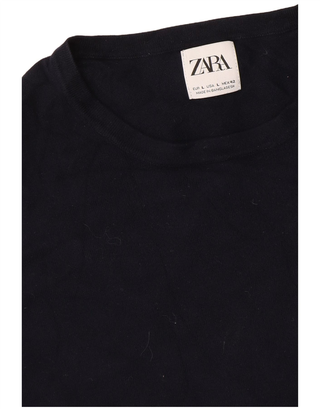 Мужской джемпер с круглым вырезом Zara, большой темно-синий