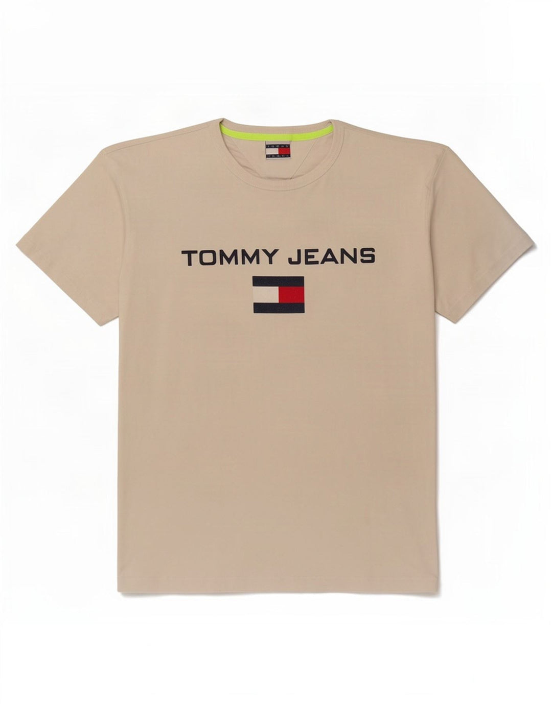 Мужская футболка с рисунком Tommy Hilfiger, хлопковый топ среднего бежевого цвета
