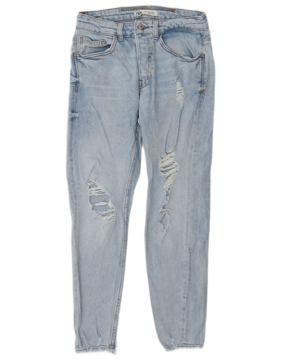 Мужские потертые узкие джинсы Zara EU 38, маленькие W30 L27, синие
