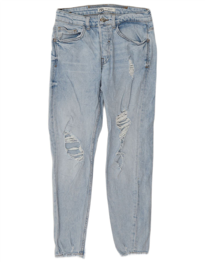 Мужские потертые узкие джинсы Zara EU 38, маленькие W30 L27, синие