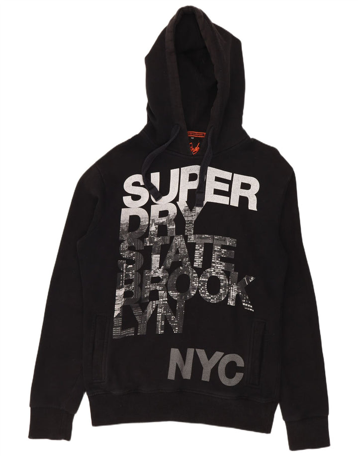 Мужской джемпер с капюшоном Superdry, черный, хлопковый, среднего размера