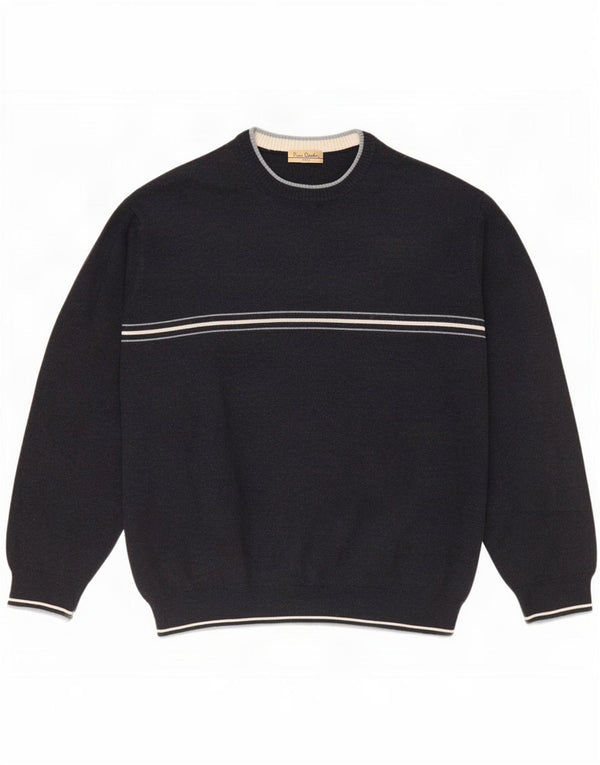 Мужской джемпер с круглым вырезом Pierre Cardin XL, темно-синий в тонкую полоску, акрил