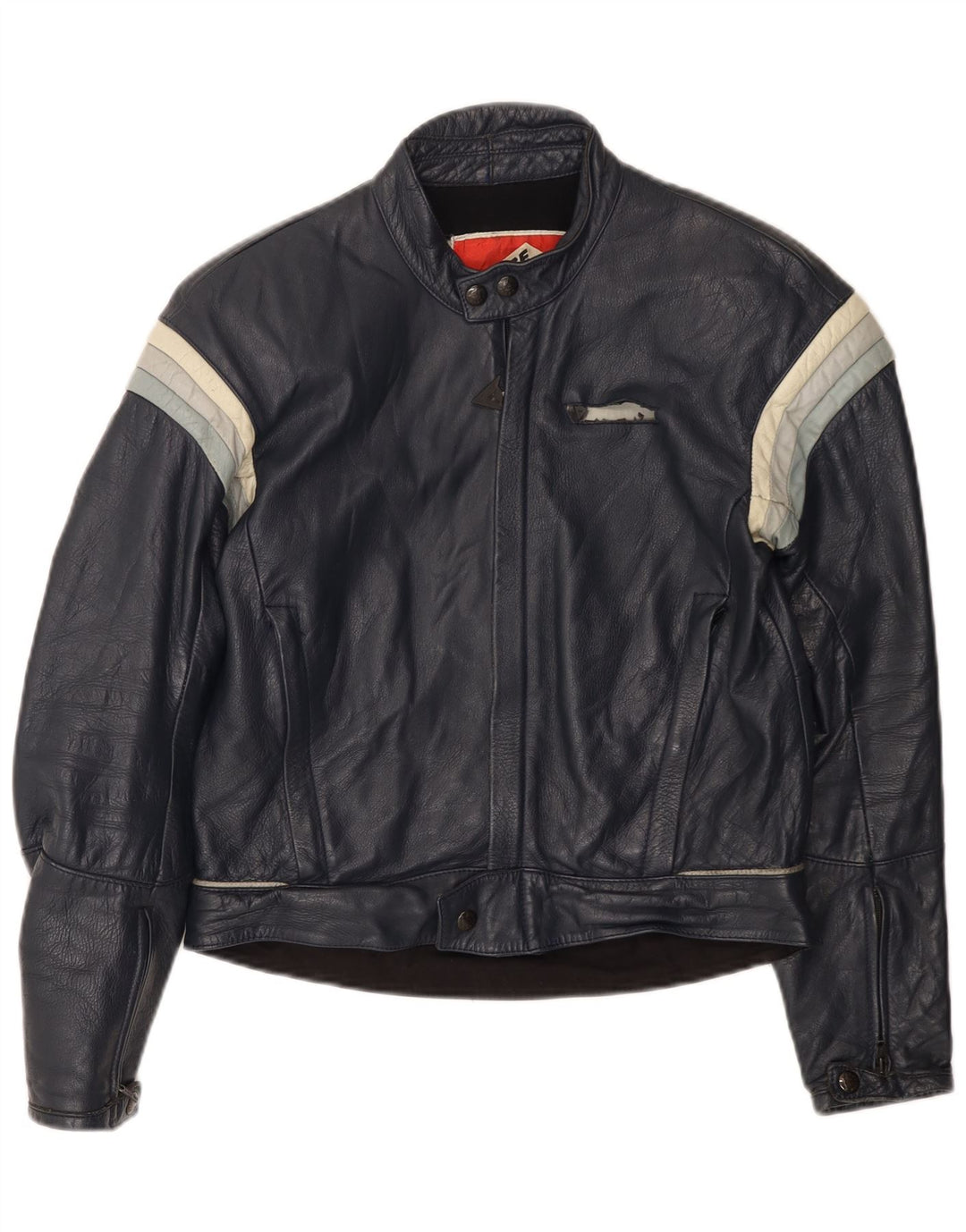 Мужская кожаная куртка-гонщик Dainese IT 50, темно-синяя, с цветными блоками