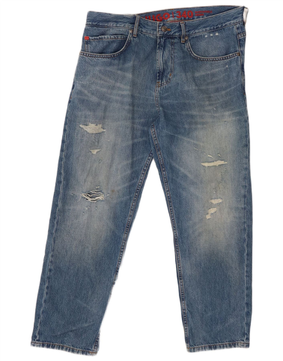 Мужские прямые джинсы HUGO BOSS W34 L27, синий хлопок