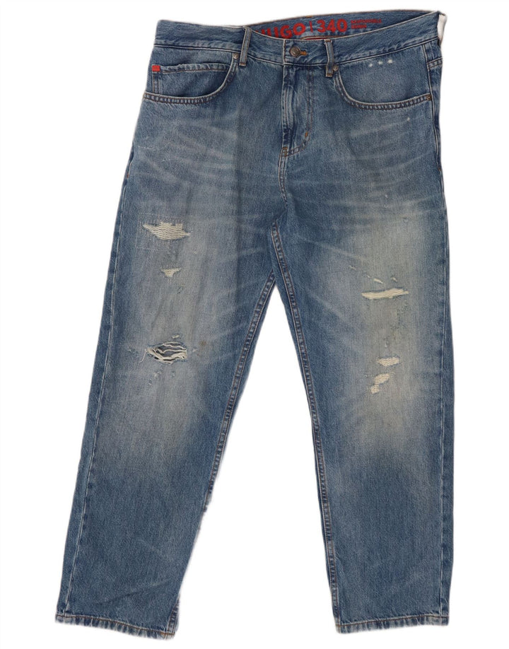 Мужские прямые джинсы HUGO BOSS W34 L27, синий хлопок
