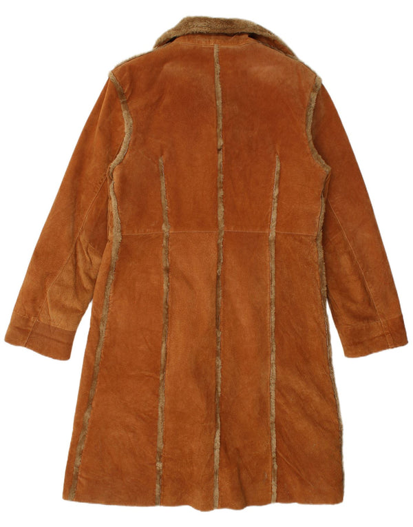 Винтажная женская дубленка UK 18 XL Коричневая кожаная