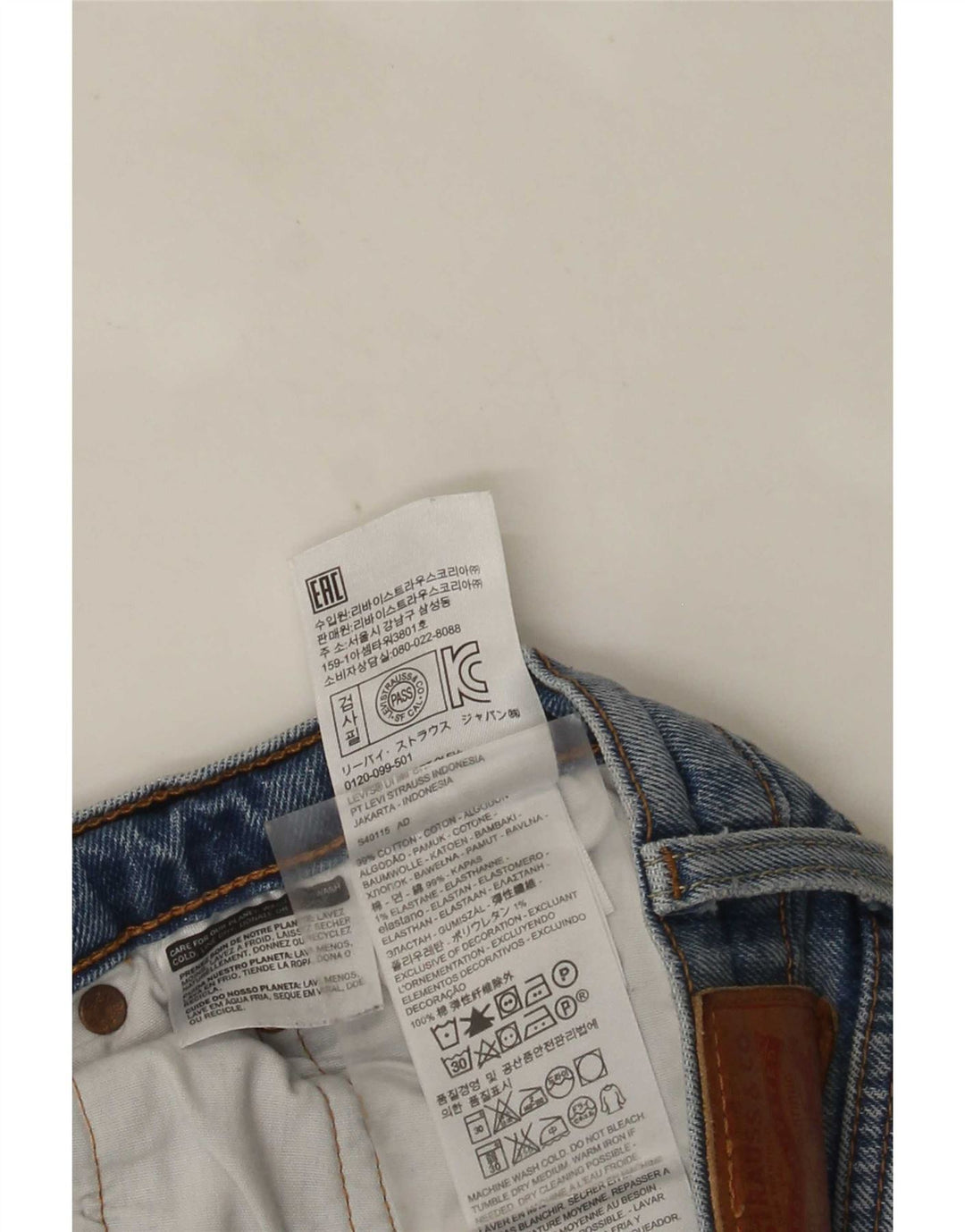 Женские прямые джинсы Levi's 501 W30 L30 синие, хлопок