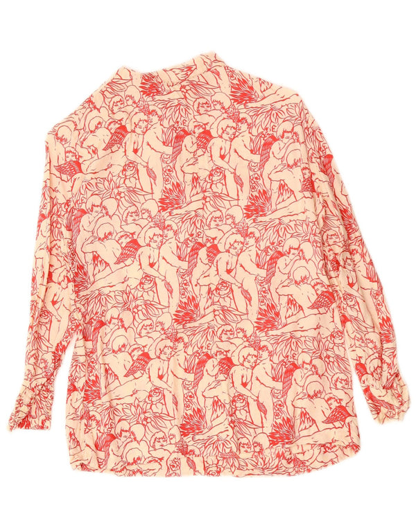 Женская блузка-рубашка с рисунком VINTAGE UK 12, средний белый цвет