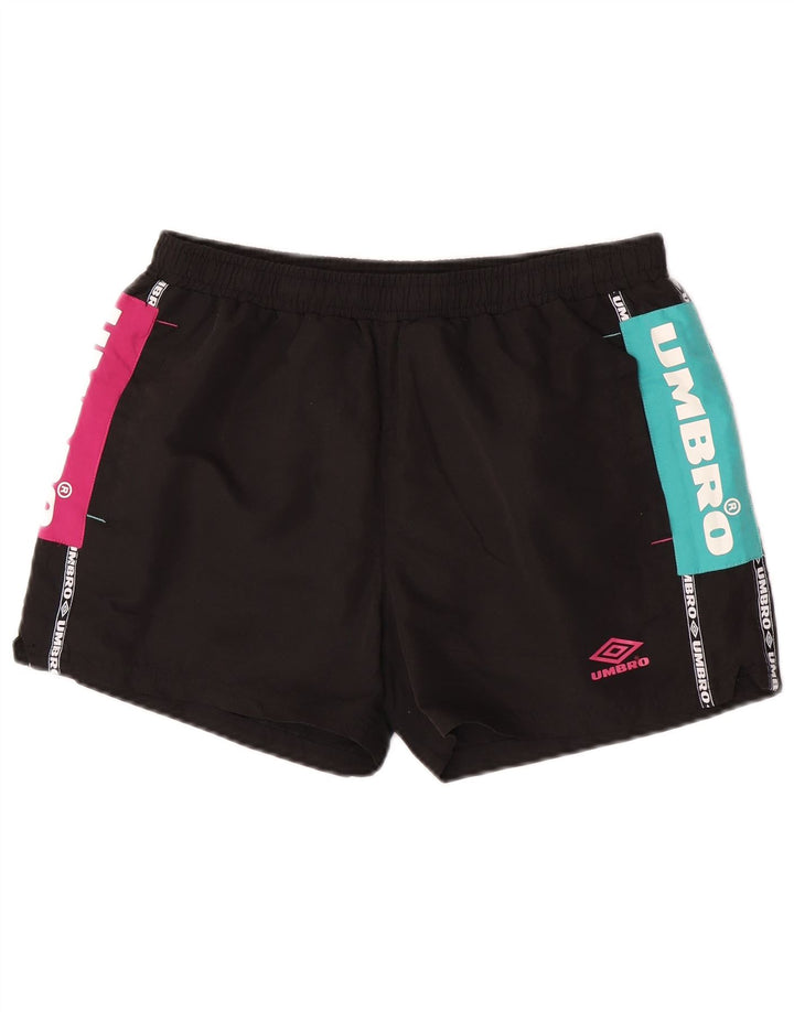 Umbro Мужские спортивные шорты с графическим рисунком, средние черные полиэстер с цветными блоками