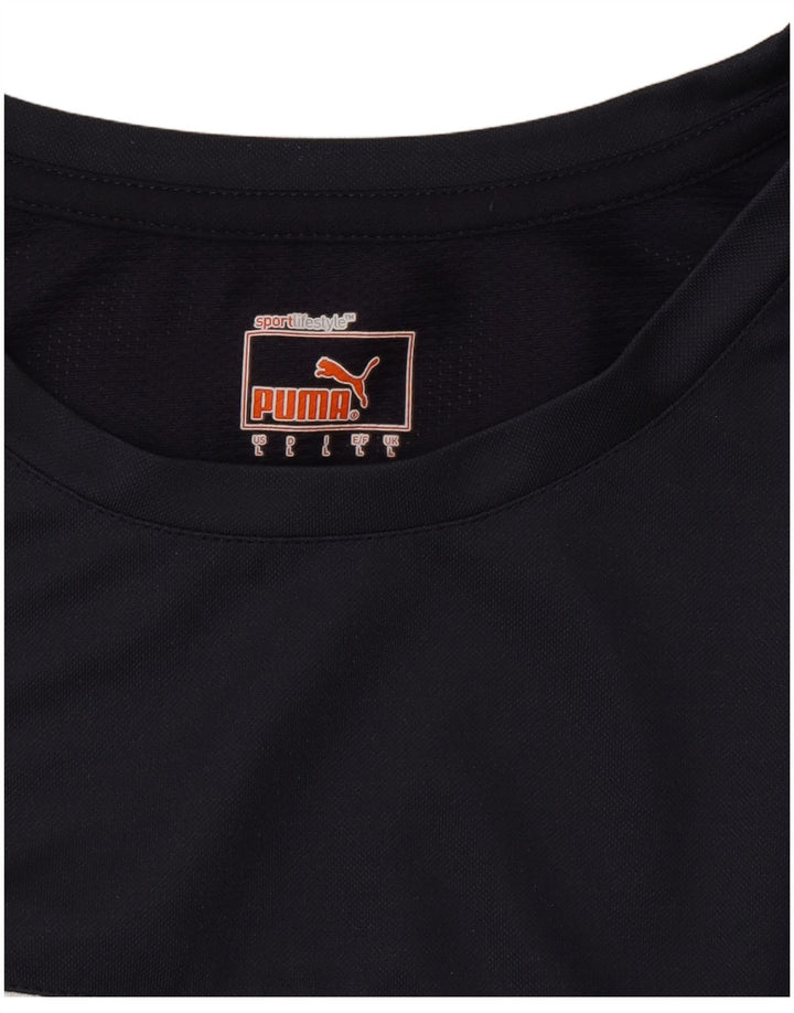 Мужская футболка Puma, большая, темно-синяя, с цветными блоками