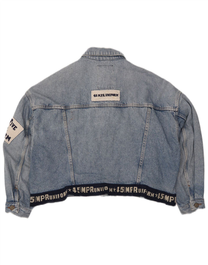 Женская укороченная джинсовая куртка с графическим рисунком UNIFORM UK 14, большая синяя