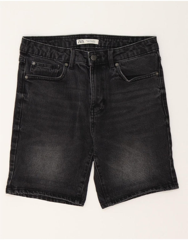 Zara Mens Denim Shorts EU 38 Small W30  Black