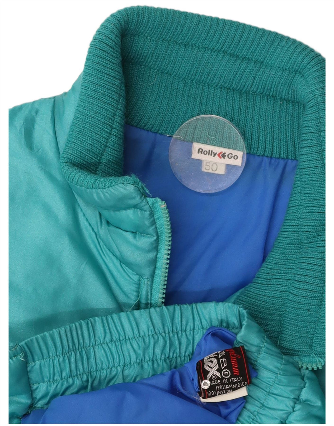 VINTAGE Womens Windbreaker Jacket IT 50 XL Turquoise Nylon