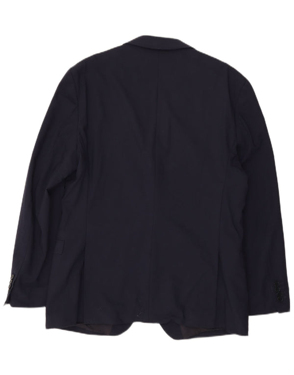 Мужской приталенный пиджак на 2 пуговицах Ted Baker UK 46 3XL темно-синий шерстяной