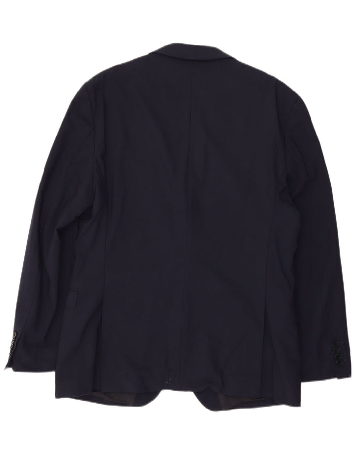 Мужской приталенный пиджак на 2 пуговицах Ted Baker UK 46 3XL темно-синий шерстяной