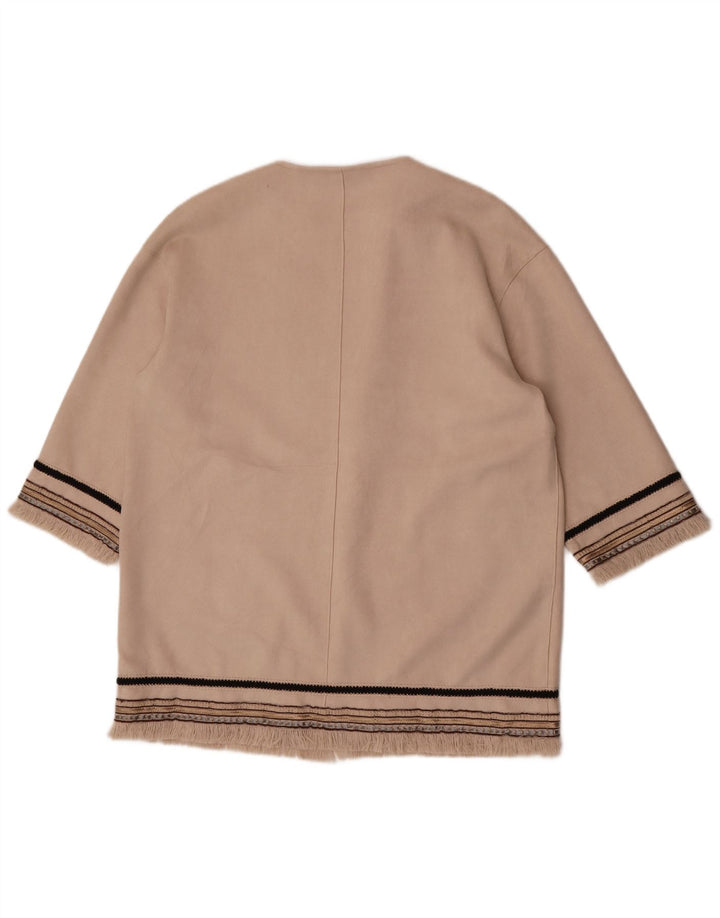 Женский пиджак с открытыми рукавами 3/4 Zara UK 14, средний, бежевый в полоску