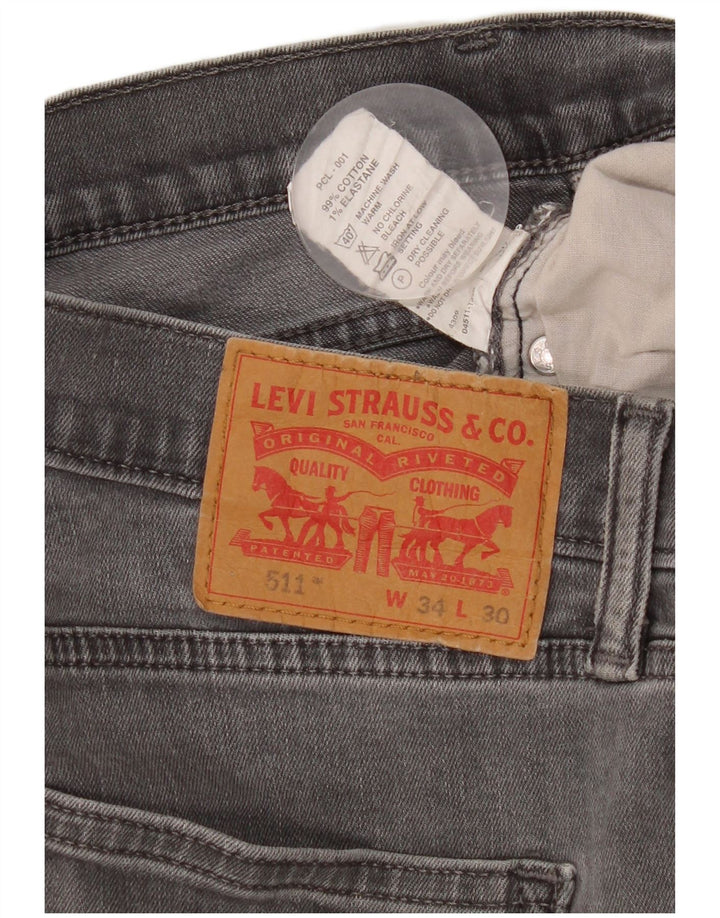 Мужские джинсы Levi's 511 Slim W34 L30 Серые хлопковые