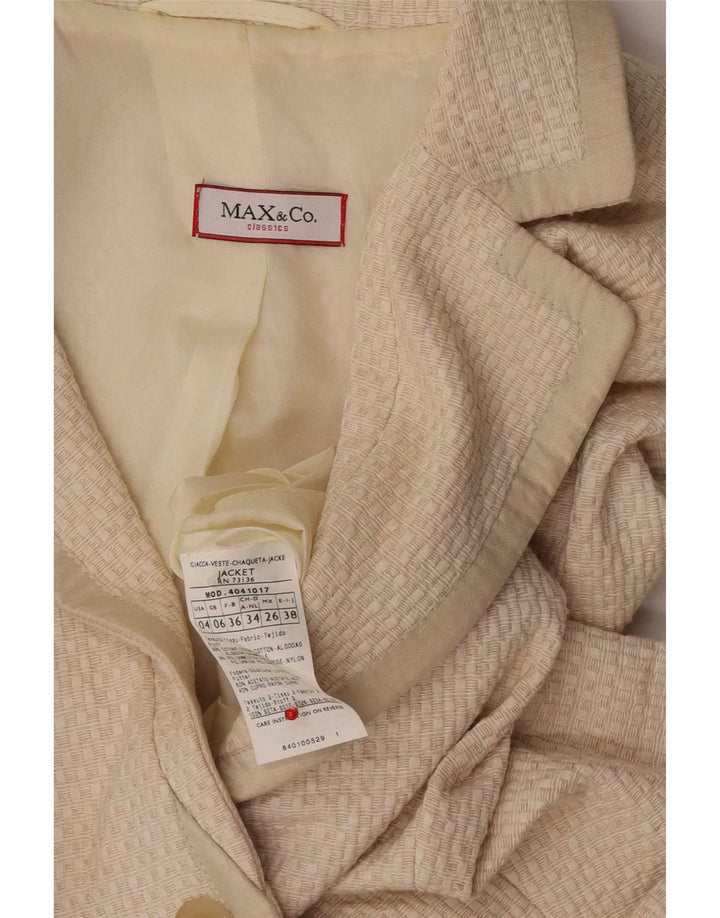 Женский пиджак Max & Co. на 3 пуговицах, Великобритания, 6 XS, бежевый хлопок
