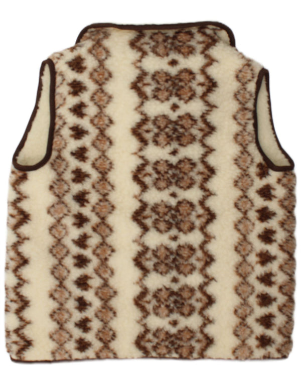 Винтажный женский жилет из шерпы IT 48 XL Off White из шерсти Fair Isle