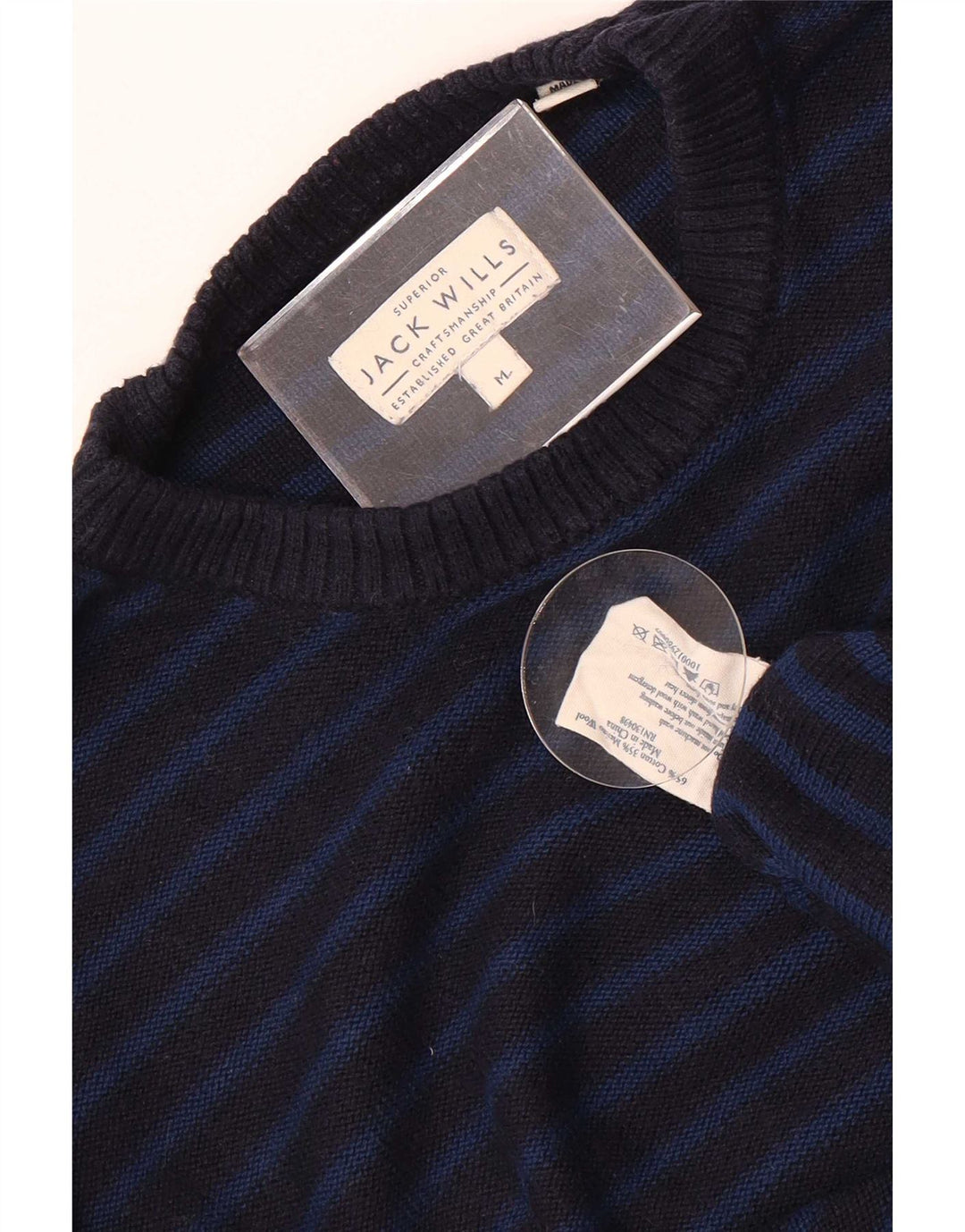 Мужской джемпер с круглым вырезом Jack Wills, средний хлопковый свитер в темно-синюю полоску