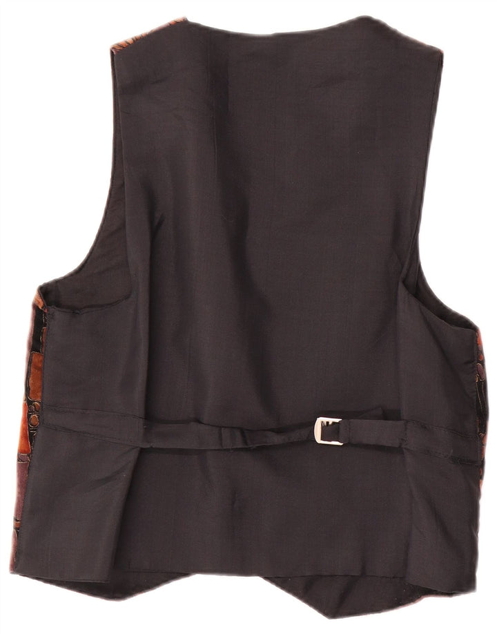 Винтажный мужской жилет большого размера из коричневого лоскутного полиэстера