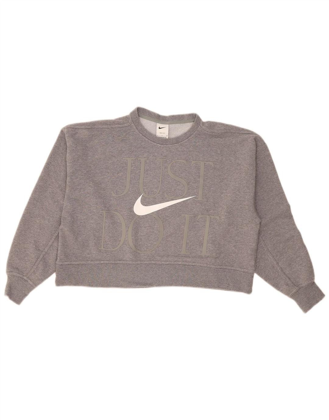 Женский укороченный свитшот большого размера с графикой Nike UK 10, маленький серый