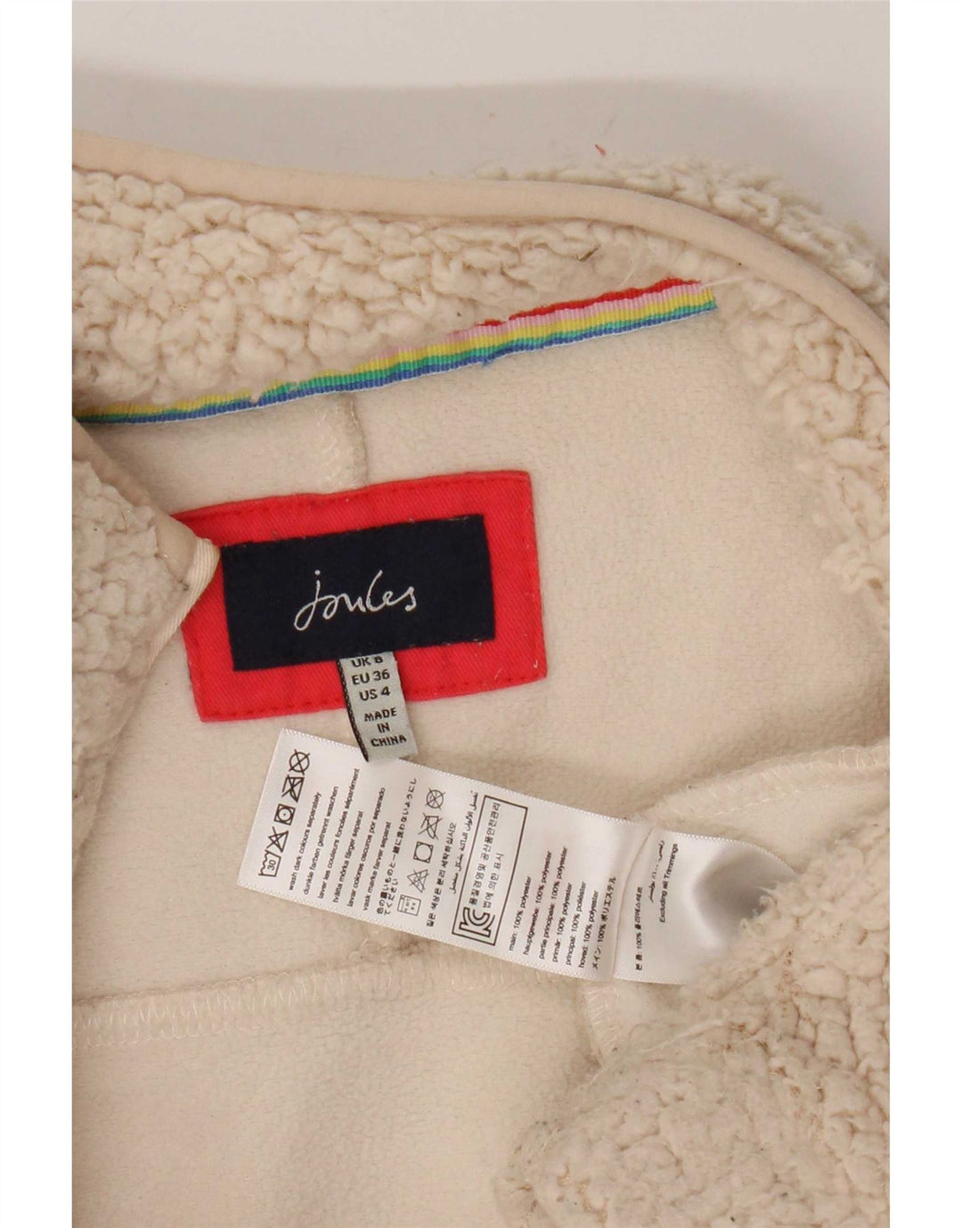 Женский свободный флисовый джемпер с воротником на молнии Joules UK 8, маленький размер, бежевый, полиэстер