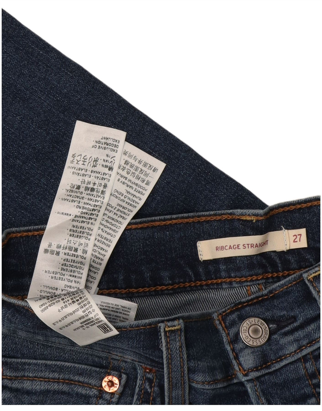 Женские прямые джинсы Levi's Ribcage W27 L29, синий хлопок