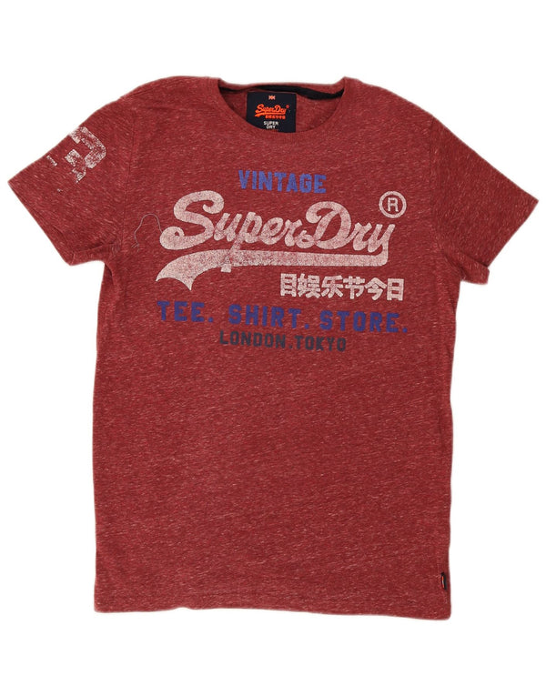 Superdry Mens Graphic T-Shirt Top Medium Red Flecked Cotton
