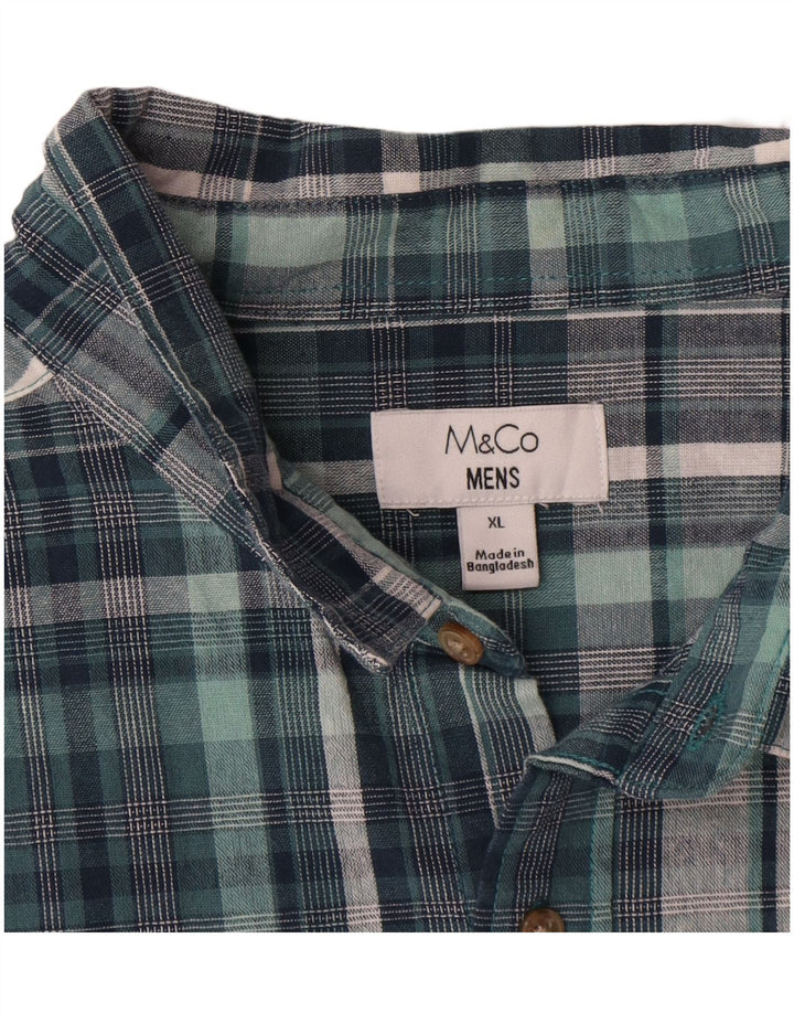 Мужская рубашка с коротким рукавом M&CO XL, синяя клетка, хлопок