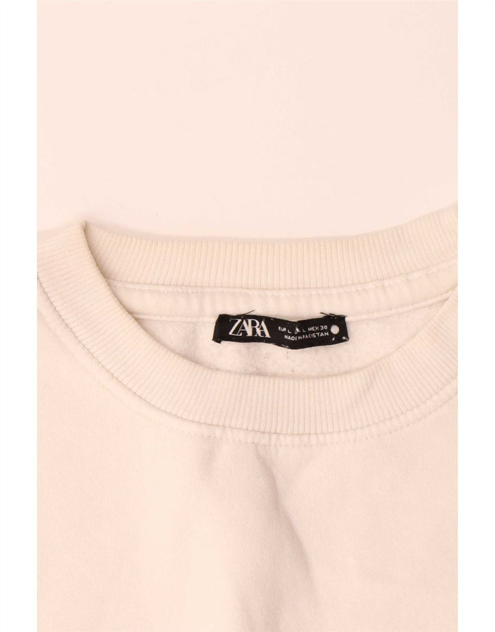 Мужской свитер Zara, большой хлопковый джемпер кремового цвета
