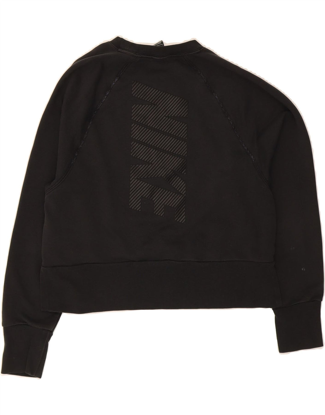 NIKE Womens Dri Fit Crop Sweatshirt Jumper UK 10 Small Black Polyester Vintage Nike and Second-Hand Nike from Messina Hembry 