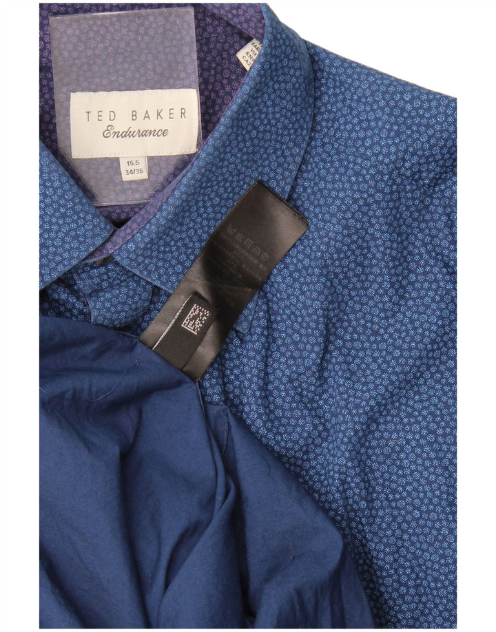 Мужская рубашка с абстрактным узором Ted Baker, размер 15 1/2, средняя, темно-синяя